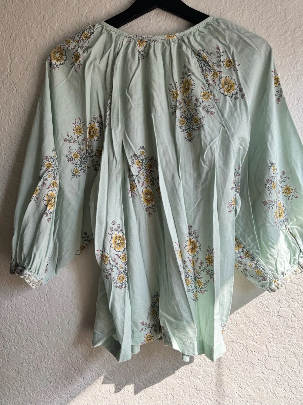 LC Lauren Conrad Mint Green Blouse with Yellow Floral Trim - Picture 5 of 6